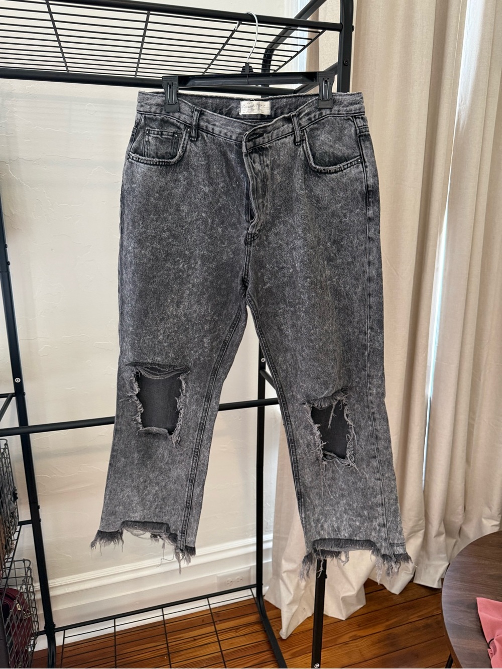 Free People Womens Black Distressed Jeans